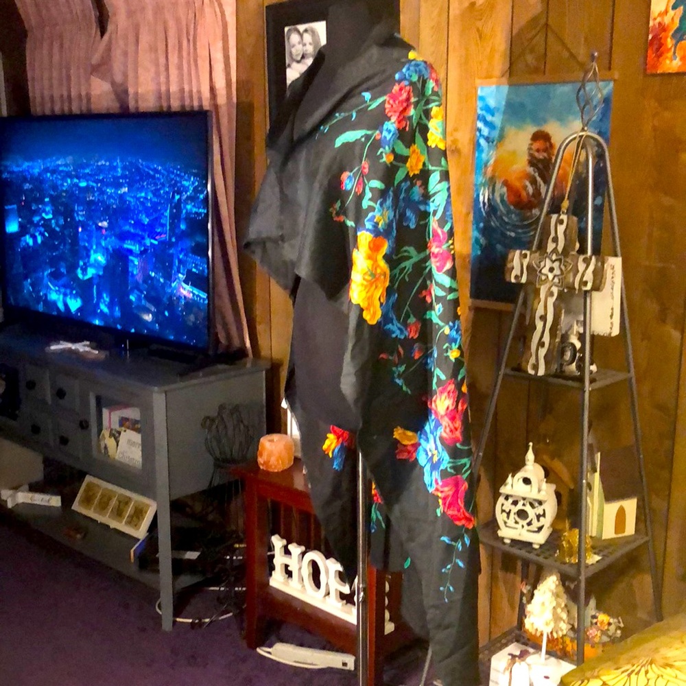 Long Colorful Floral Scarf/Cover up